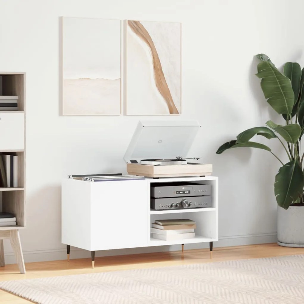 Sonata H Шкаф за грамофонни плочи бял 85x38x48 см инженерно дърво