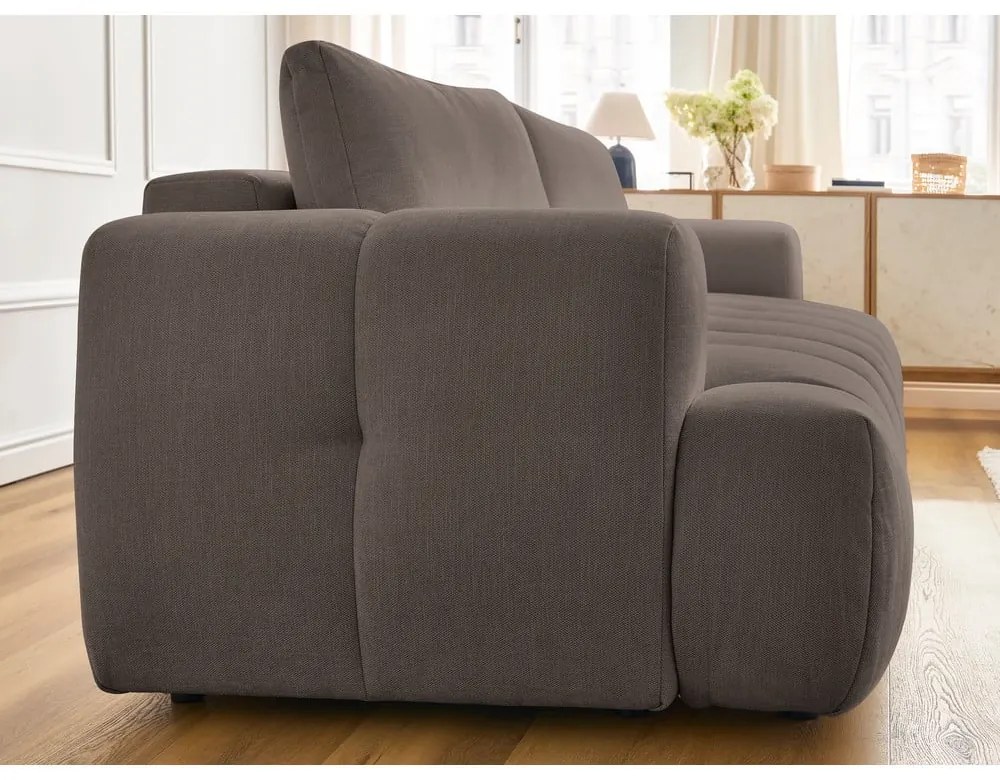 Кафяво-сив сгъваем/с място за съхранение диван 251 cm Fuji – Bobochic Paris