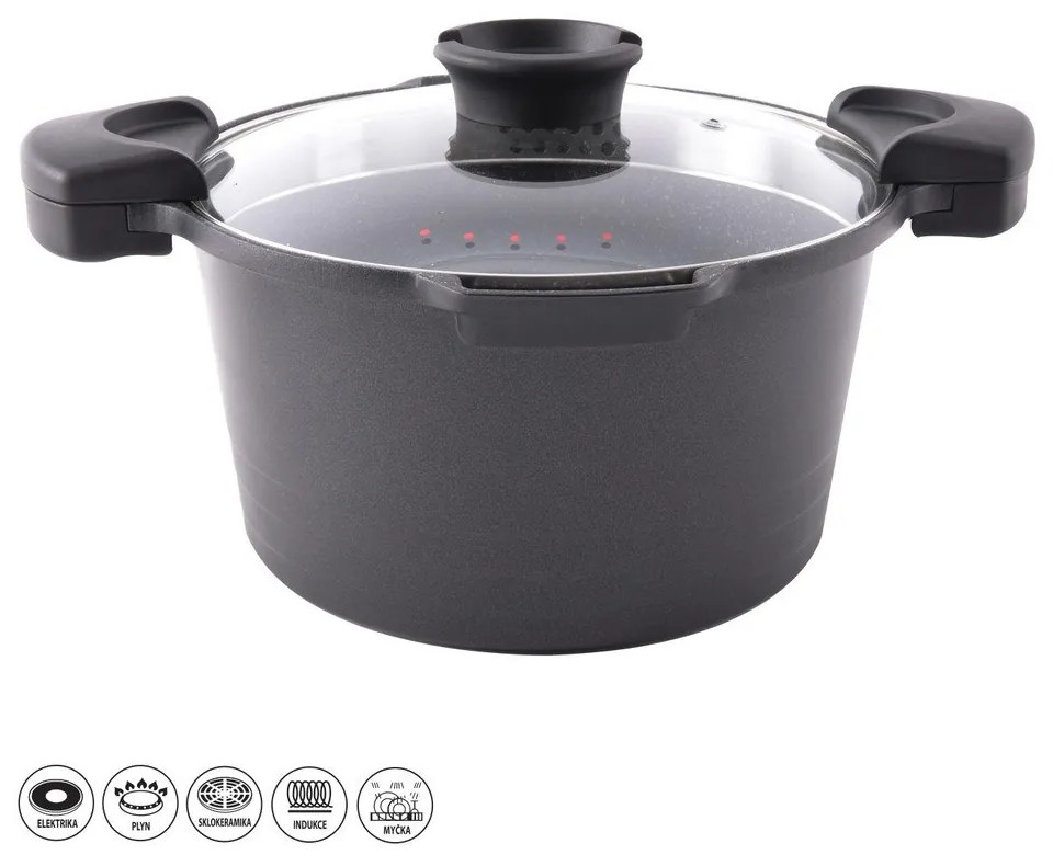 Pfluon Granit съд с незалепващо покритие и стъклен капак Pasta , 5,5 л Grande - Orion
