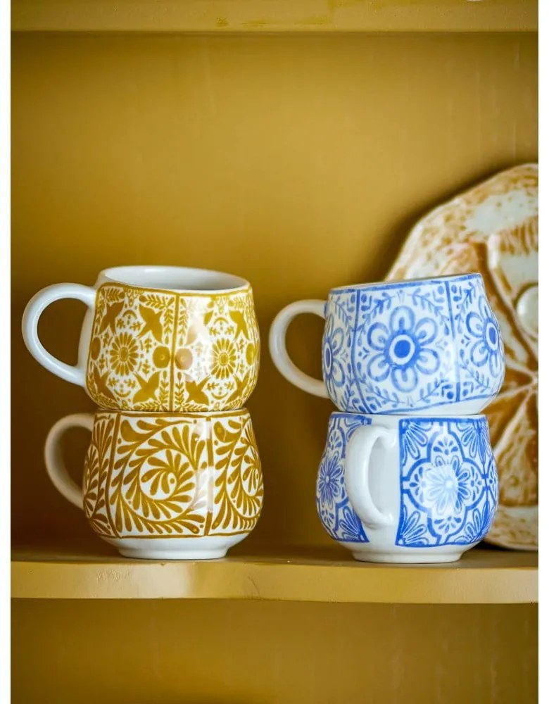 Сини/оранжеви глинени чаши в комплект от 4 бр. за еспресо 155 ml Milton – Bloomingville