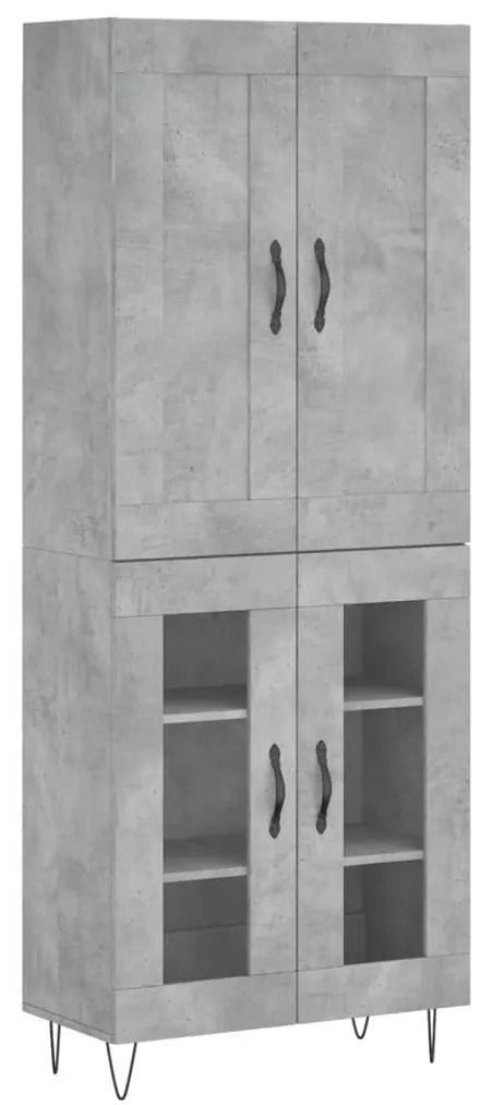3199653 vidaXL Висок шкаф, бетонно сив, 69,5x34x180 см, инженерно дърво