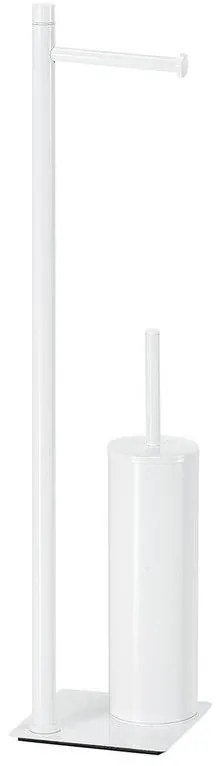 Gedy - Стояща тоалетна четка с държач за тоалетна хартия TRILLY в матово бяло