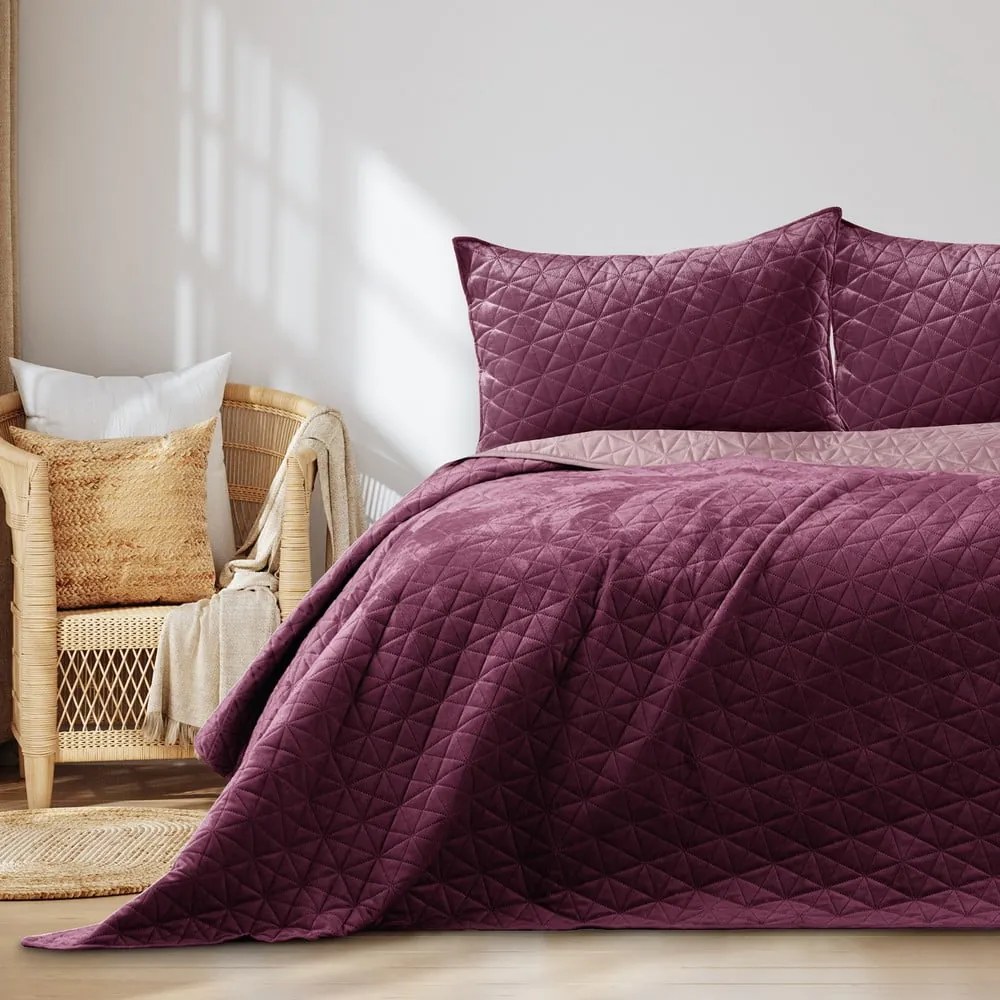 Тъмнорозово капитонирано покривало за легло 220x240 cm Laila – AmeliaHome