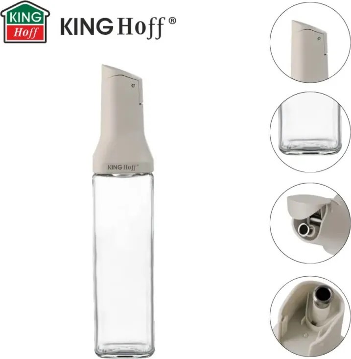 Стъклена бутилка за дресинги Kinghoff KH 2004, 500 мл, Дозатор, Плътно затваряне, Бежов