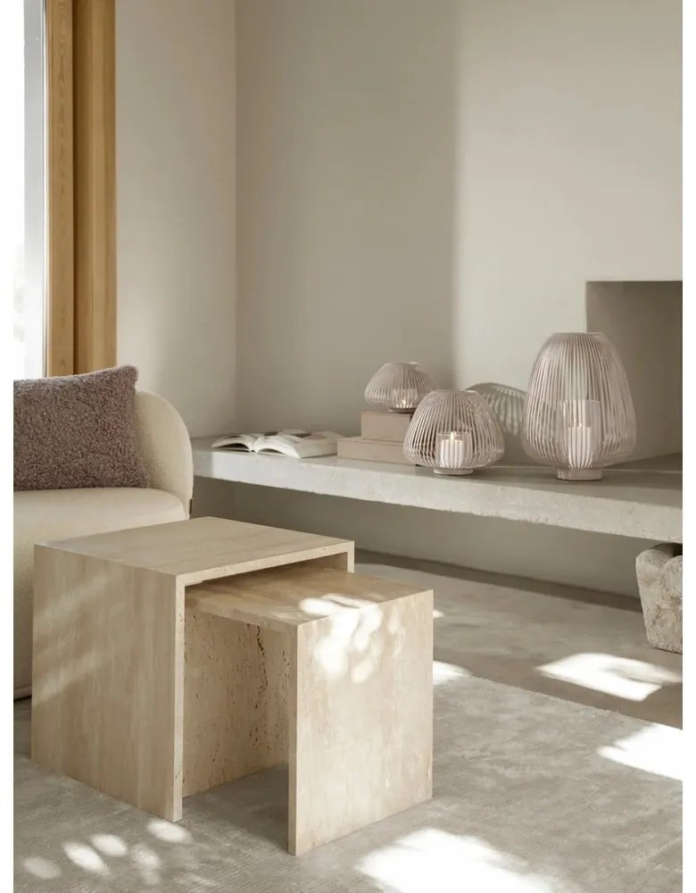 Бежови кутии за съхранение в комплект 2 бр. с капаци от изкуствена кожа 40x30x11 cm Sahla – Blomus