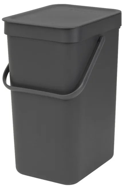 Кош за разделно събиране на боклук Brabantia Sort&Go 647670, 12 л, Дръжка, Възможност за стенен монтаж, Тъмносив