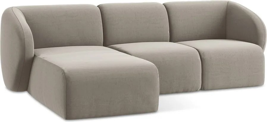 Светлокафяв кадифен ъглов диван (ляв ъгъл) Lani – Makamii