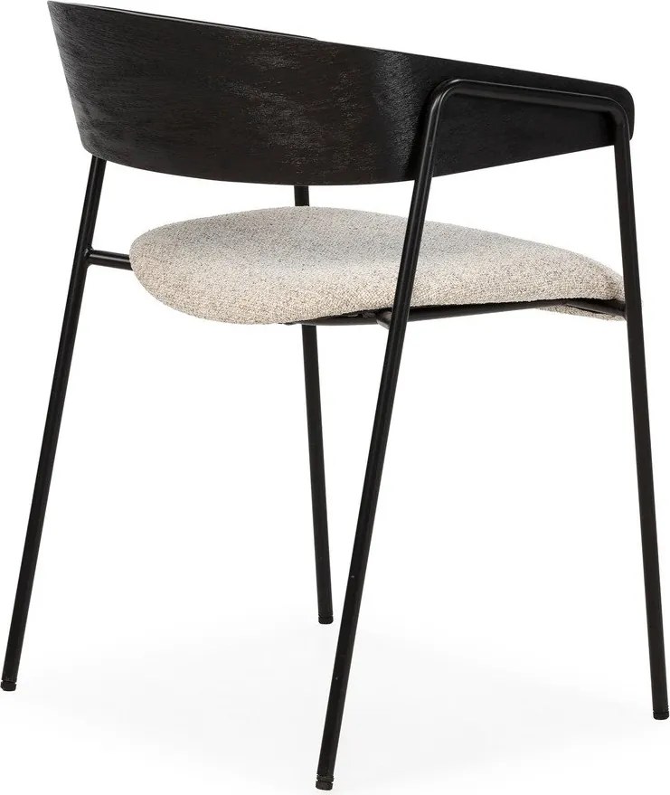 Черни/бежови тапицирани трапезни столове в комплект с подлакътници 2 бр. Cora – MOME