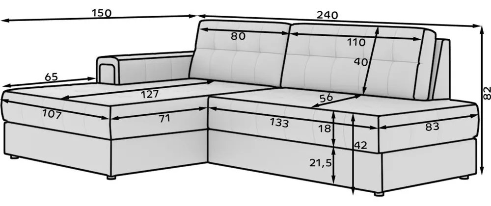 Сив кадифен сгъваем ъглов диван (ляв ъгъл) Blezalt – ELTAP