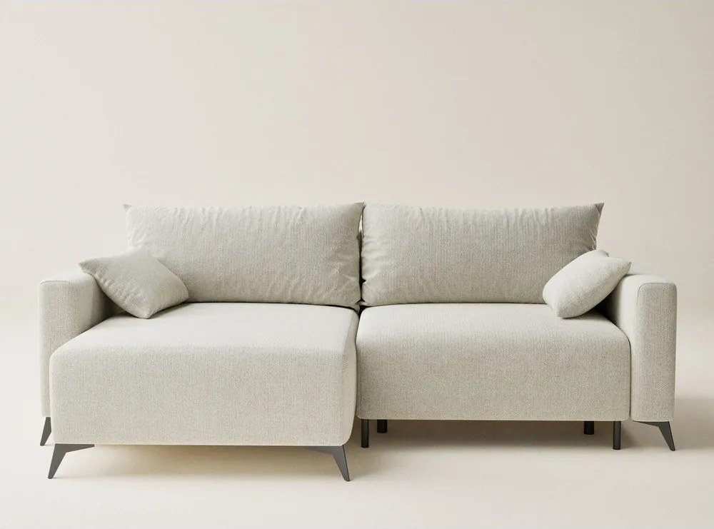 Кремав шенилов сгъваем/с място за съхранение ъглов диван (ляв ъгъл) Leon – Maison de Rêve