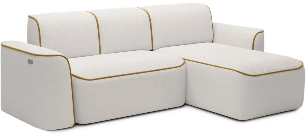 Жълт/кремав ъглов диван от прежда с примки от букле (десен ъгъл) Ume – ELTAP