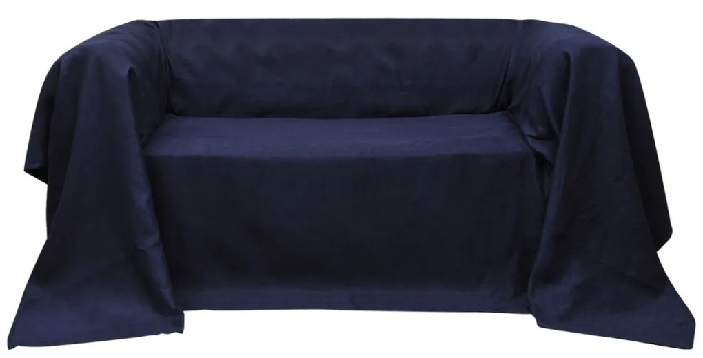 130900 Micro-suede Couch Slipcover Navy Blue 270 x 350 cm