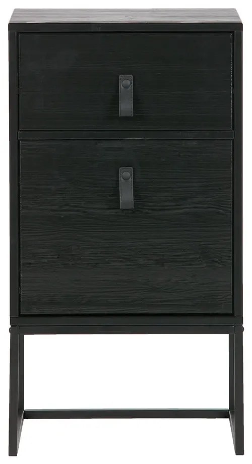 Черно нощно шкафче с чекмедже и врата Zola - WOOOD