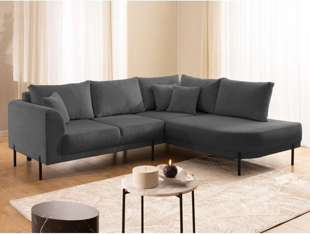 Тъмносив шенилов ъглов диван (десен ъгъл/L форма) Mauris – Ropez