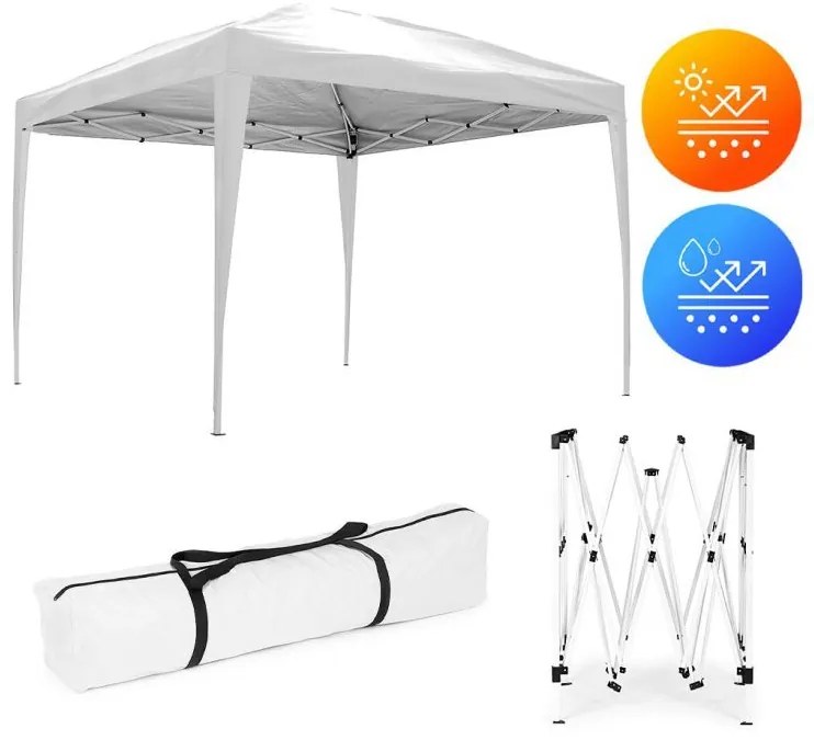 Градински павилион 3х3 м с автоматично разгъващ се покрив Бял