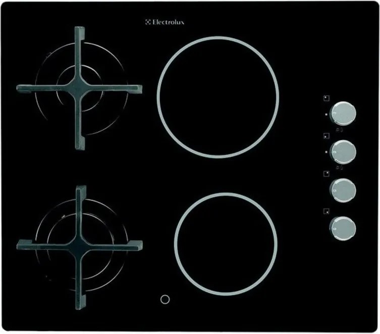 Плот за вграждане Electrolux EGE6172NOK, 7600W, Газ и електричество, Електронно запалване, Индикатор за остатъчна топлина, Черен
