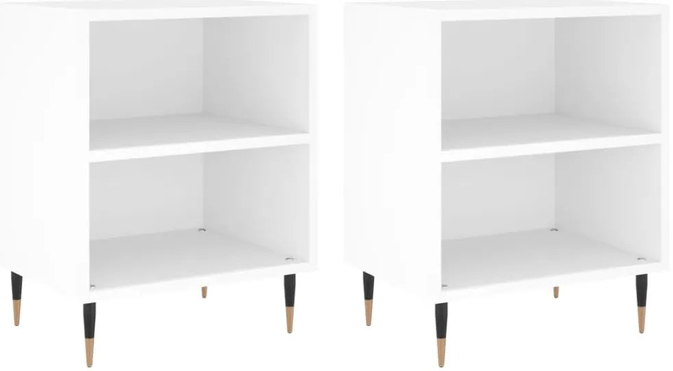 826765 vidaXL Нощни шкафчета 2 бр бели 40x30x50 см инженерно дърво