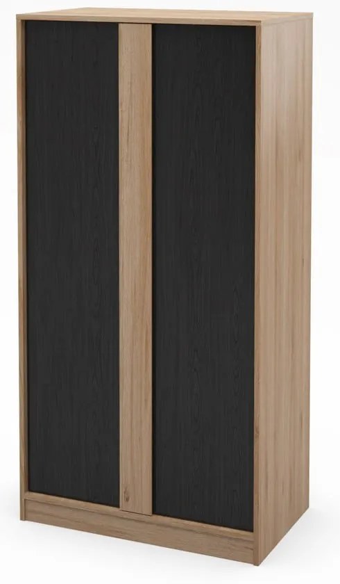 Черно-естествен гардероб от декор от дъб 90x180x53 cm Dennis – Marckeric
