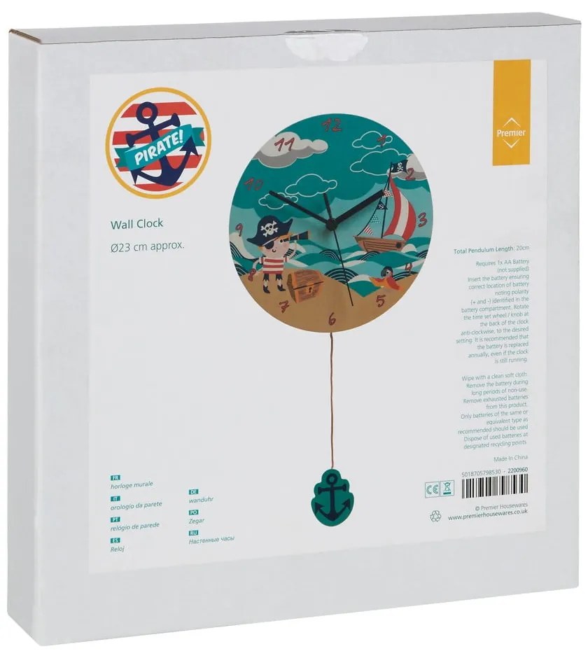Детски часовник ø 23 cm Pirate – Premier Housewares