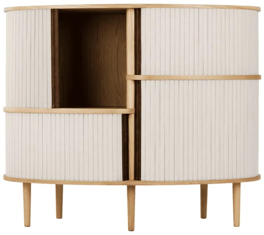 Шкафче от дъбов декор с плъзгащи се врати в бежов и естествен цвят 120x100x50 cm Audacious – UMAGE