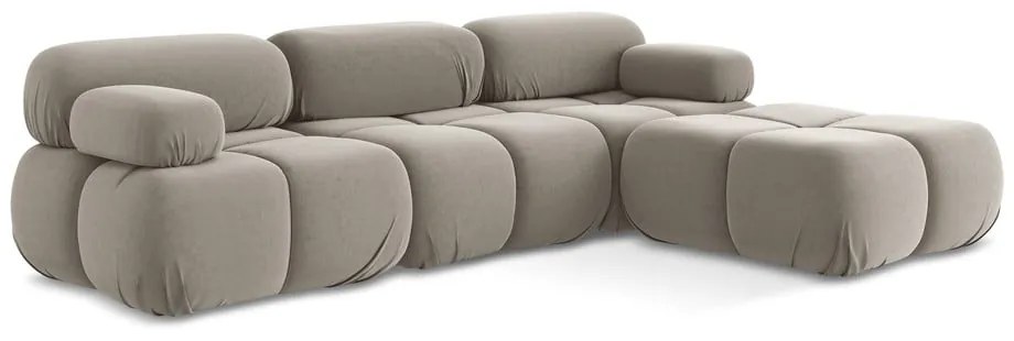 Бежов кадифен модулен ъглов диван Lokua – Makamii