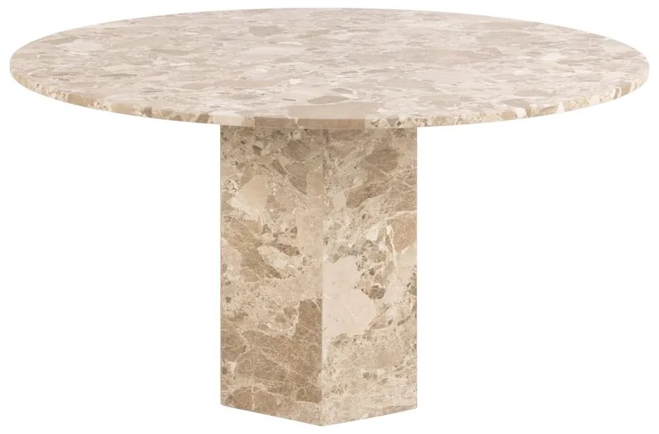 Светлокафява мраморна кръгла трапезна маса ø 130 cm Naxos – Actona