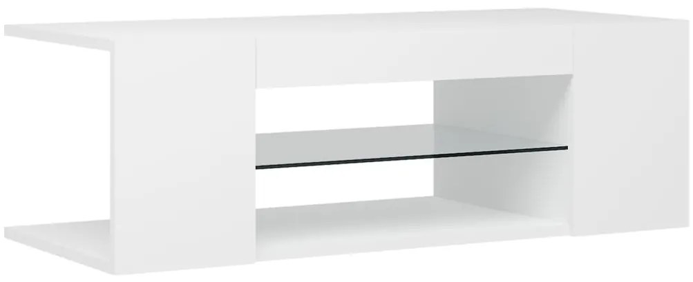 804238 vidaXL ТВ шкаф с LED осветление, бял, 90x39x30 см
