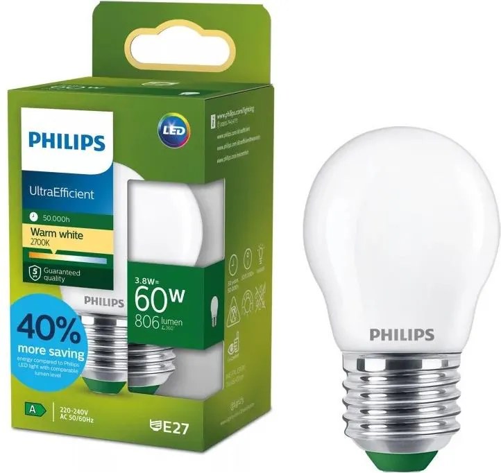 LED крушка Philips ULTRAEFFICIENT P45 E27/3,8W/230V 2700K