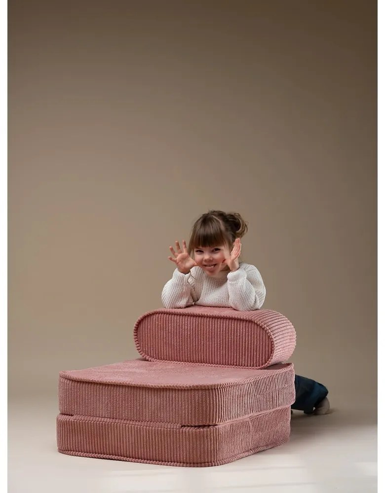 Розов детски стол от рипсено кадифе Flip – Wigiwama