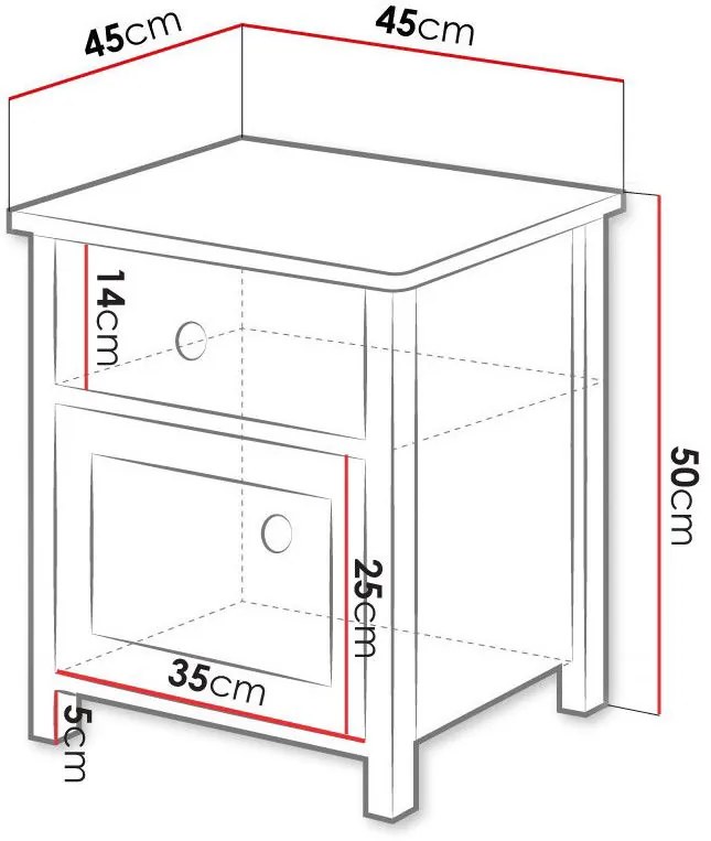 Нощно шкафче Luna