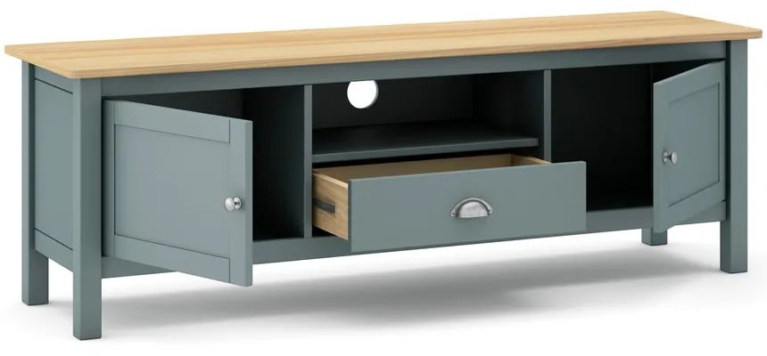 Маса за телевизор сиво-зелена от масивен бор 158x53x40 cm Misti – Marckeric