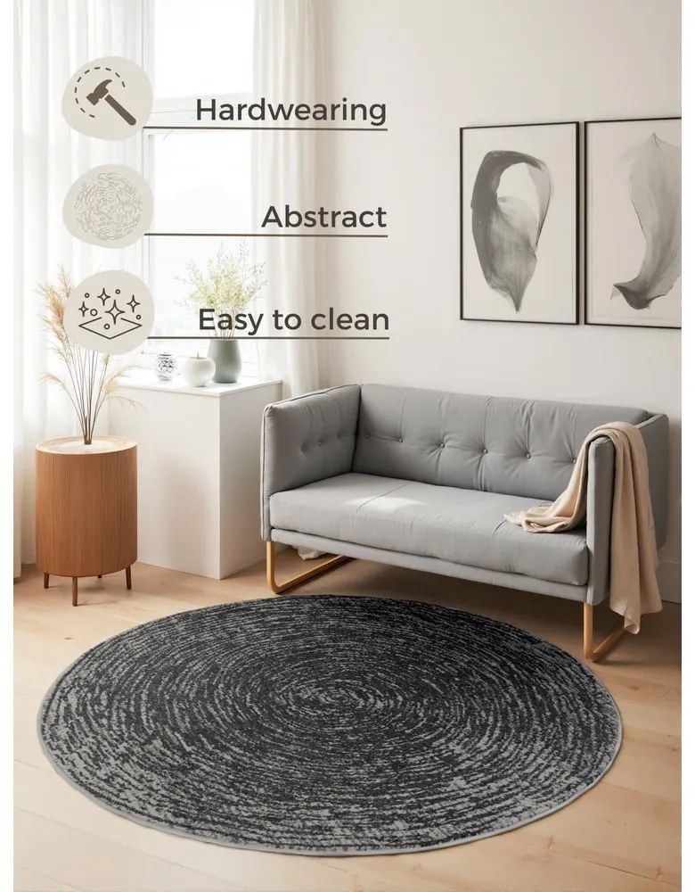 Сив кръгъл килим ø 120 cm Gloria Cavallo – Hanse Home