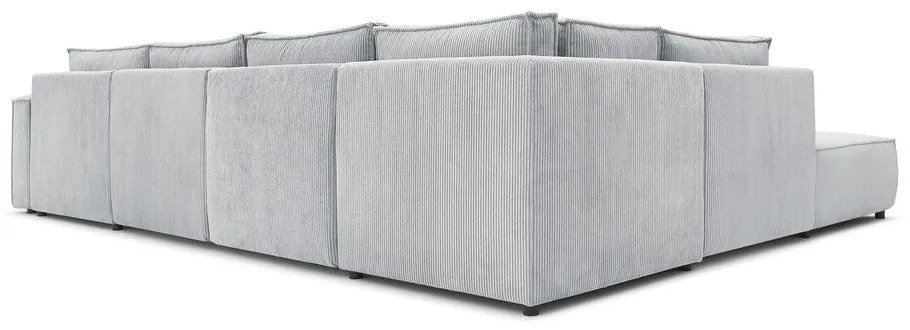 Светлосив велурен U-образен ъглов диван, ляв ъгъл Nihad modular - Bobochic Paris