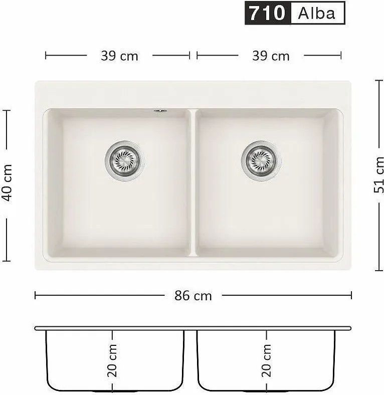 Eurolux FERETA 86.2 SI Композитна мивка за вграждане