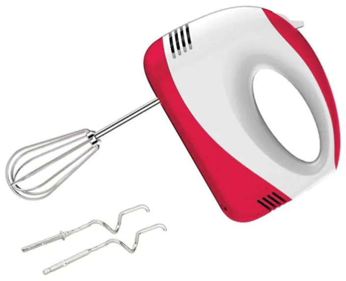 Ръчен миксер SAPIR SP 1110 AB, 150W, 5 скорости, 4 бъркалки, Бял/червен