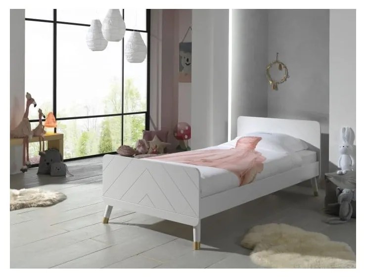 Бяло детско легло от борова дървесина , 90 x 200 cm Billy - Vipack