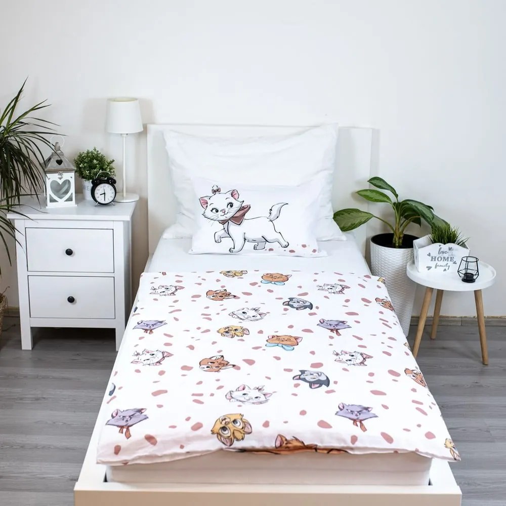 Бяло памучно детско спално бельо 100x135 cm Marie Cat "Friends" – Jerry Fabrics