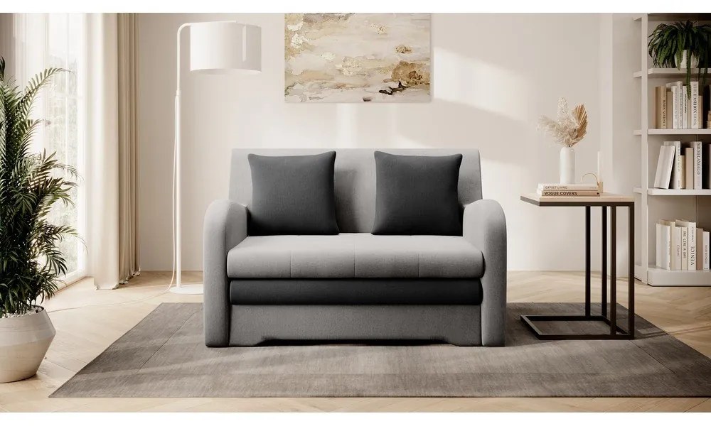 Светлосив/антрацитен кадифен сгъваем диван 130 cm Ario – ELTAP