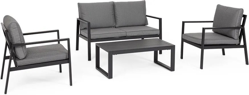 Антрацитен алуминиев градински комплект за отдих за 4 Hilde – Bizzotto
