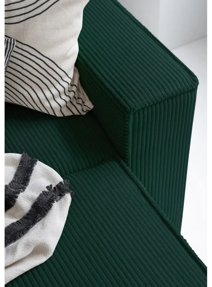 Тъмнозелен разтегателен ъглов диван от рипсено кадифе (ляв ъгъл/"U" форма) Brave Dave – Miuform