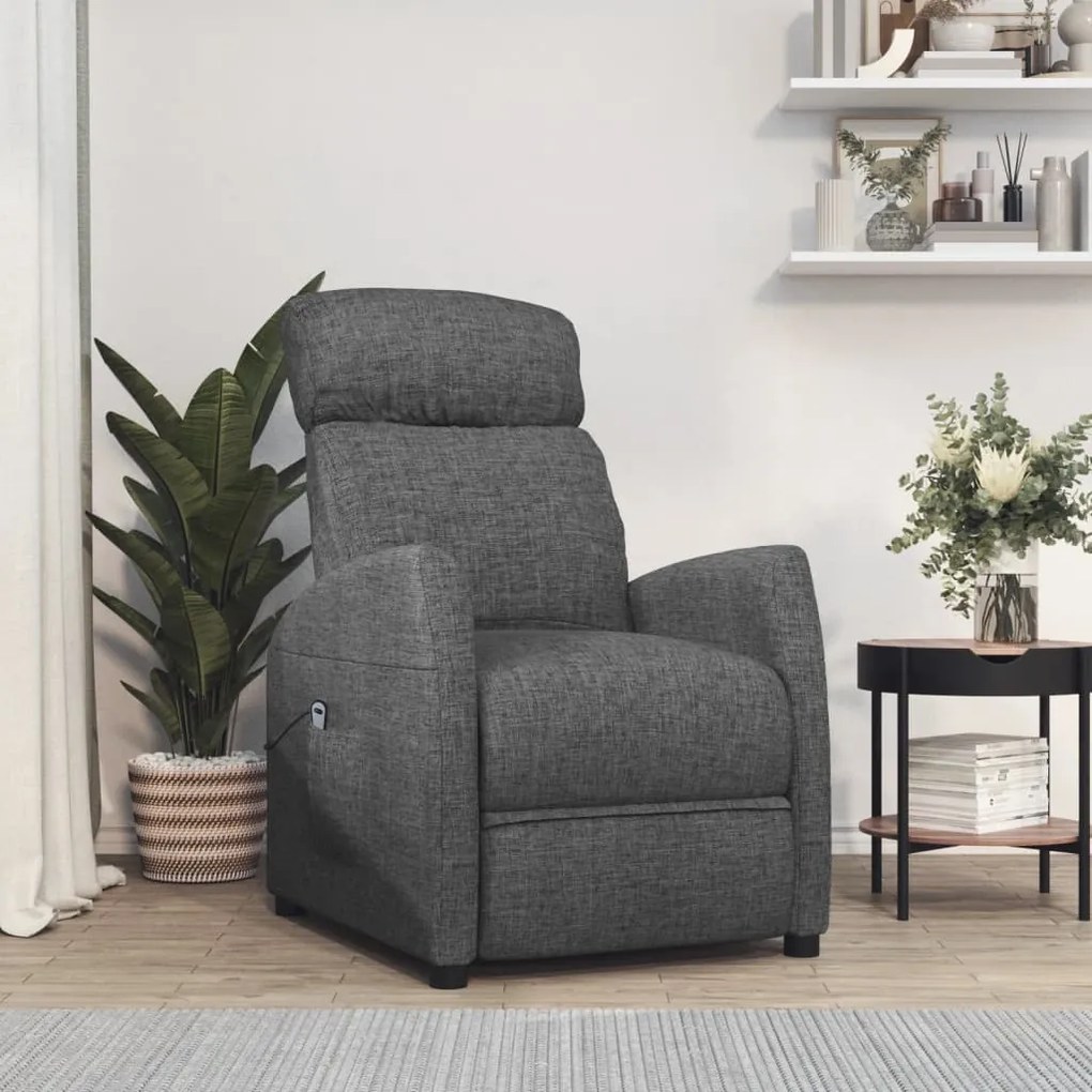 329606 vidaXL Изправящ стол, тъмносив, текстил