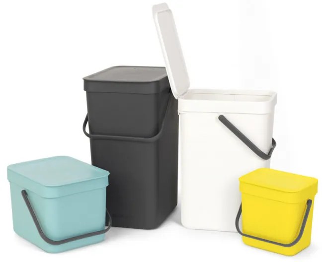 Кош за разделно събиране на боклук Brabantia Sort&Go 648978, 16 л, Дръжка, Възможност за стенен монтаж, Тъмносив