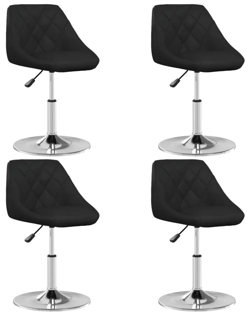 3088636 vidaXL Tрапезни столове, 4 бр, черни, изкуствена кожа