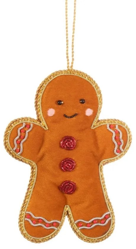 Текстилна ръчно изработена коледна украса 10 cm Gingerbread – Sass &amp; Belle