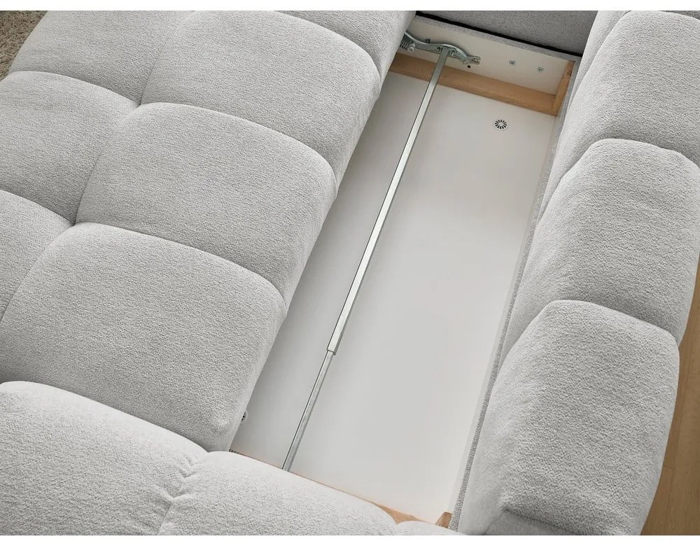Светлосив шенилов сгъваем/с място за съхранение ъглов диван (ляв ъгъл/L форма) Everest – Bobochic Paris