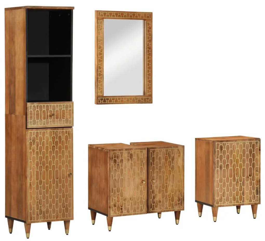 3206323 vidaXL Комплект мебели за баня, 4 части, масивна мангова дървесина