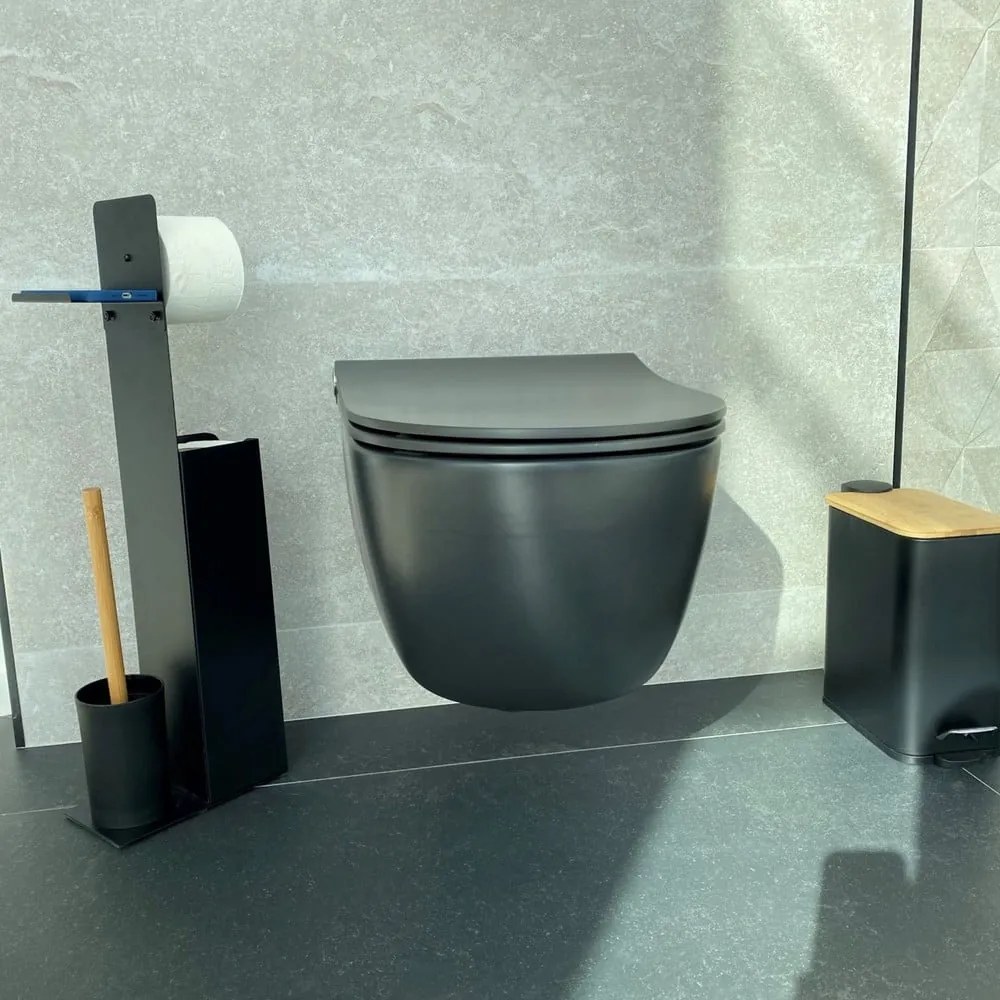 Матово черно стоманено кошче за боклук с педал 5 l Erik – Spirella