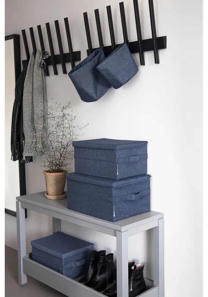 Синя текстилна кутия за съхранение с капак 35x26x19 cm Soft Storage – Bigso