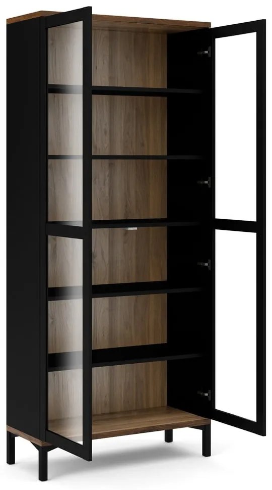 Витрина от декор от орех в черен и естествен цвят 89x203x36 cm Roomers – Tvilum