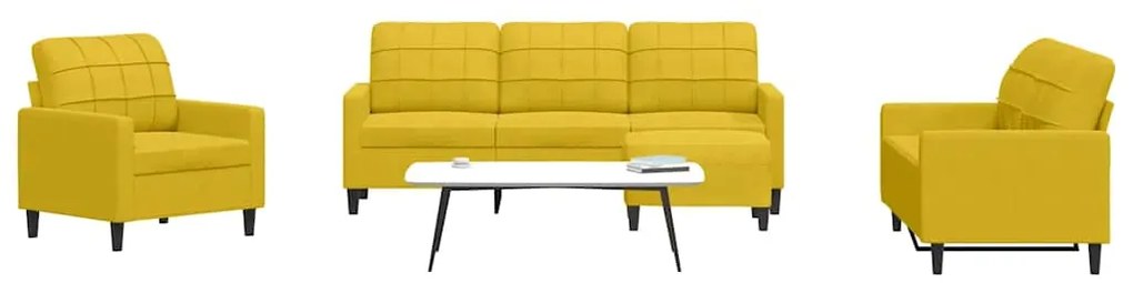 3278367 vidaXL Комплект дивани от 4 части с възглавници, жълт, кадифе